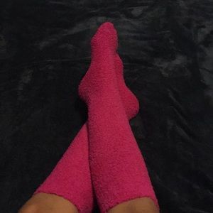 🌺pink fuzzy knee high socks🌺